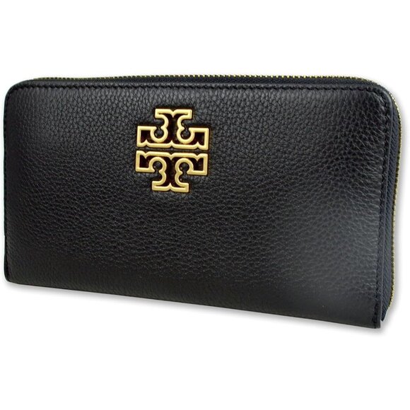 Tory Burch Britten Zip Continental Leather Wallet in Black - Picture 2 of 8